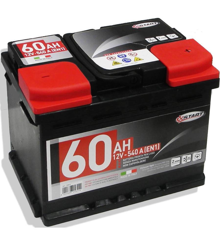 Batteria auto 60ah 12v 540a polo positivo destro cassetta l2